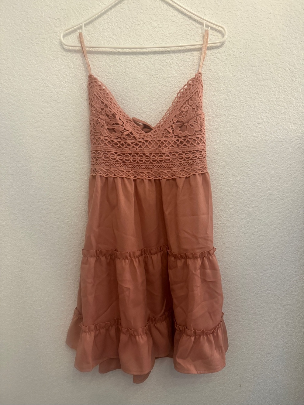Crochet Lace Bodice Summer Dress - Dusty Rose